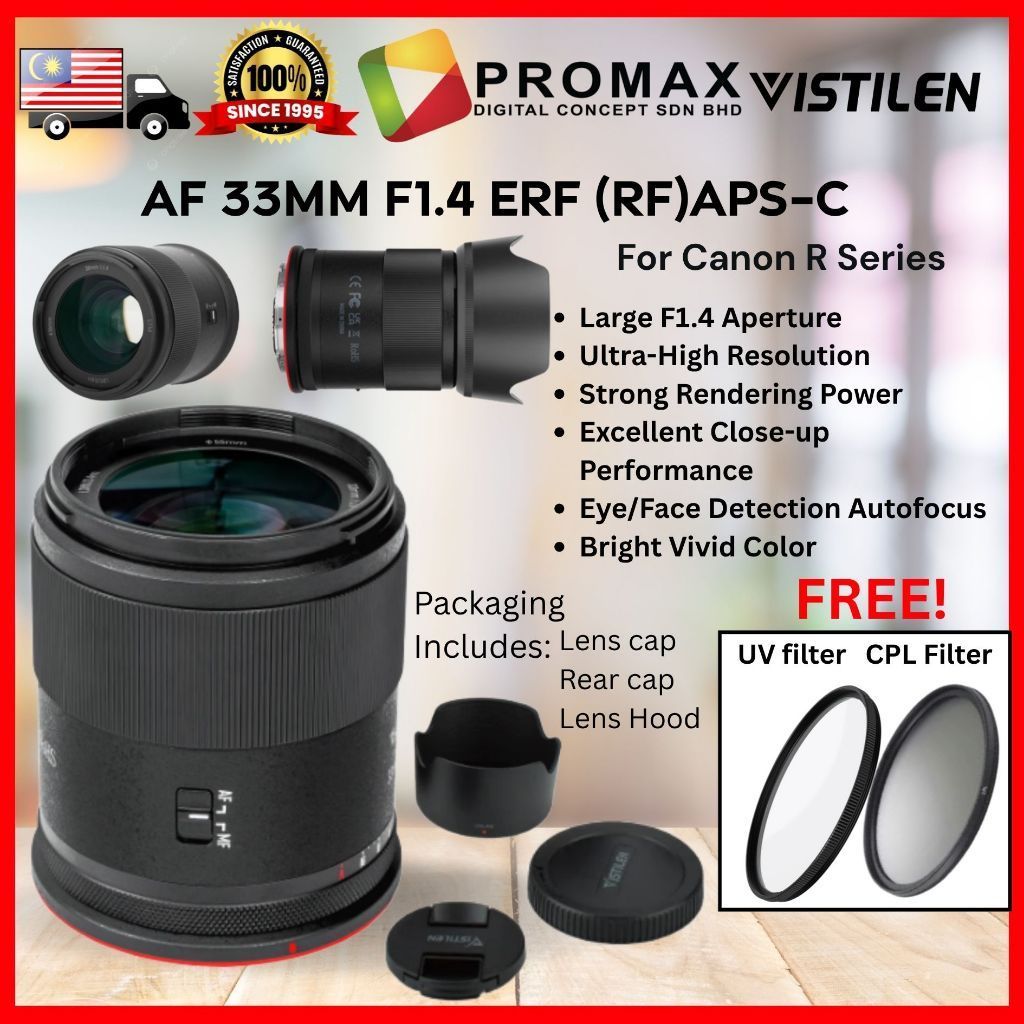 Vistilen 33mm f1.4 APS-C Auto Focus STM Lens for EFR (RF) Mount Cameras RF rf 33MM