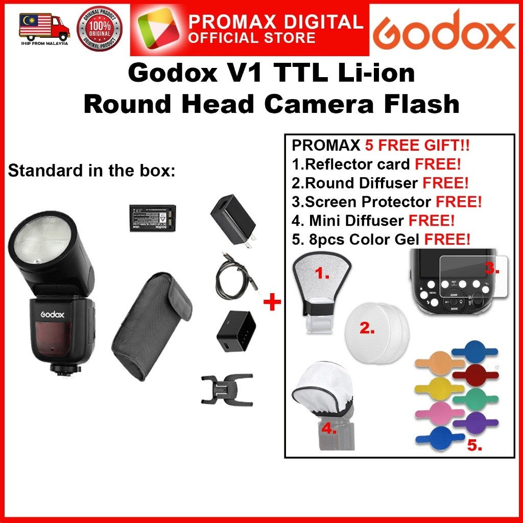 Godox V1 Flash Speedlight Round TTL Li-ion Batt HSS