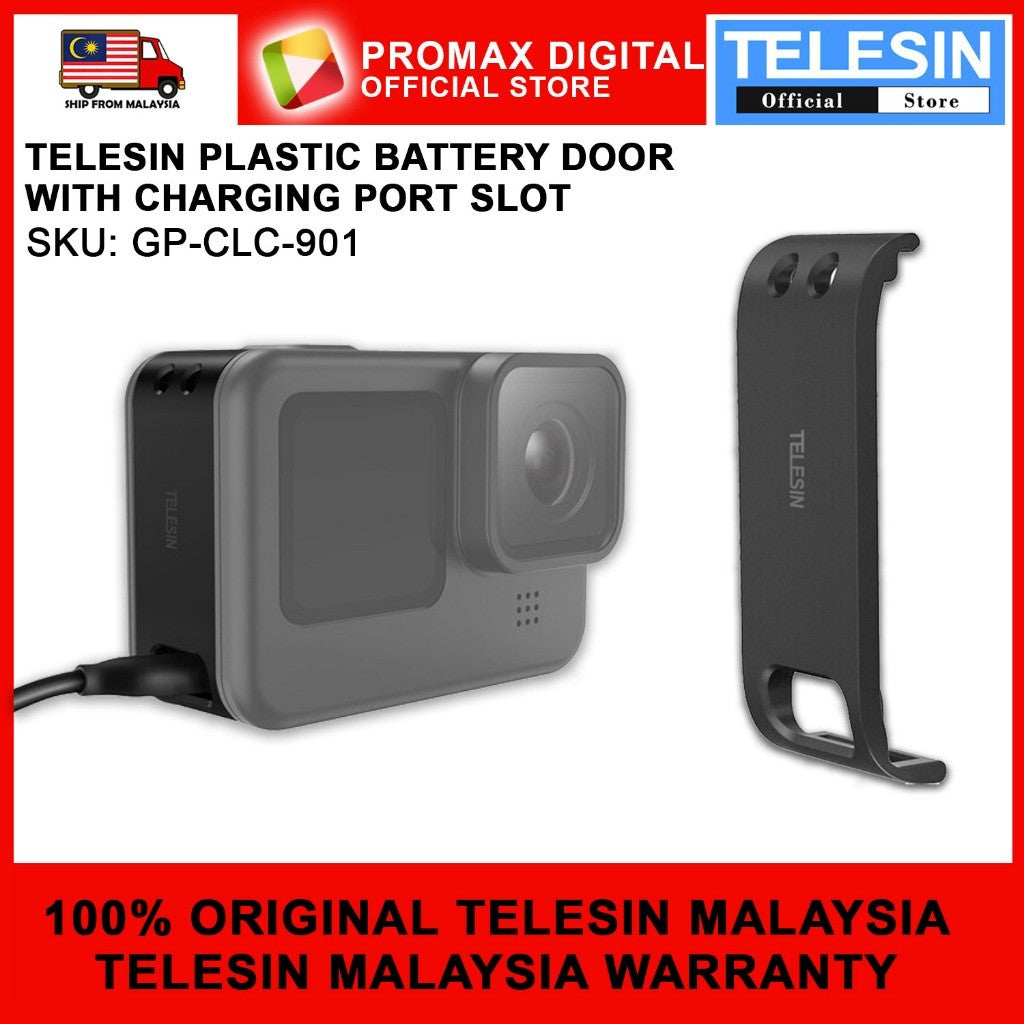 TELESIN GP-CLC-901 PLASTIC BATTERY DOOR WITH CHARGING PORT SLOT FOR GOPRO