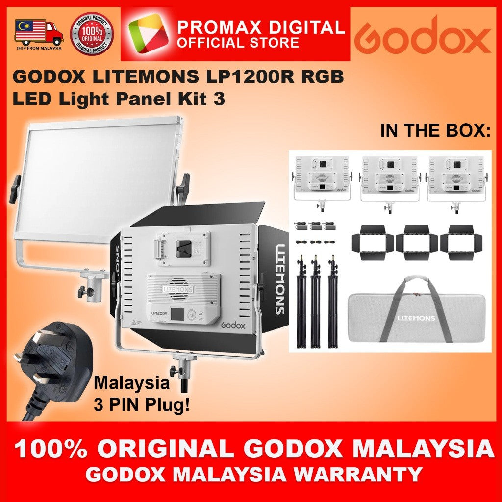 Godox LP1200R RGB LED Panel Light Video Light with Barndoor For Videography and Photography