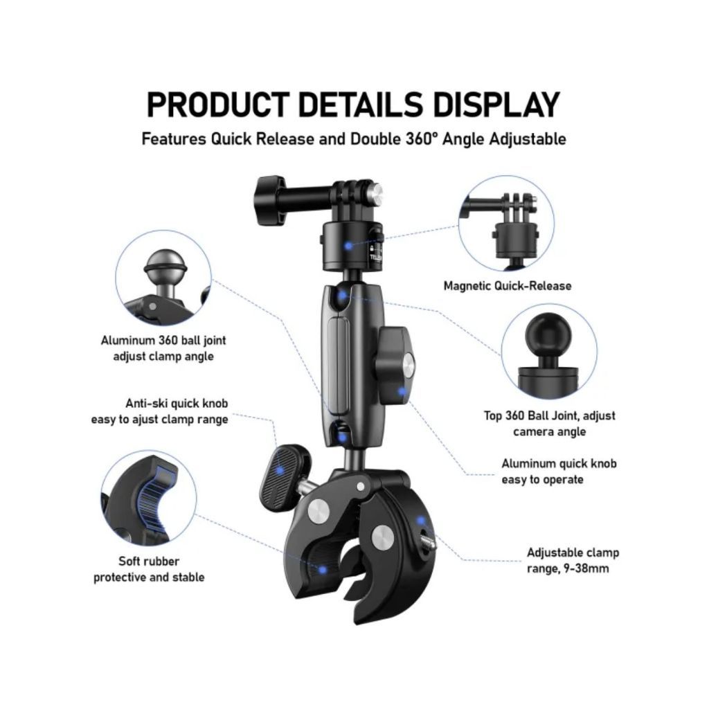 TELESIN S3-HBM-01 QUICK RELEASE UNIVERSAL TUBE CLAMP FOR CAMERA
