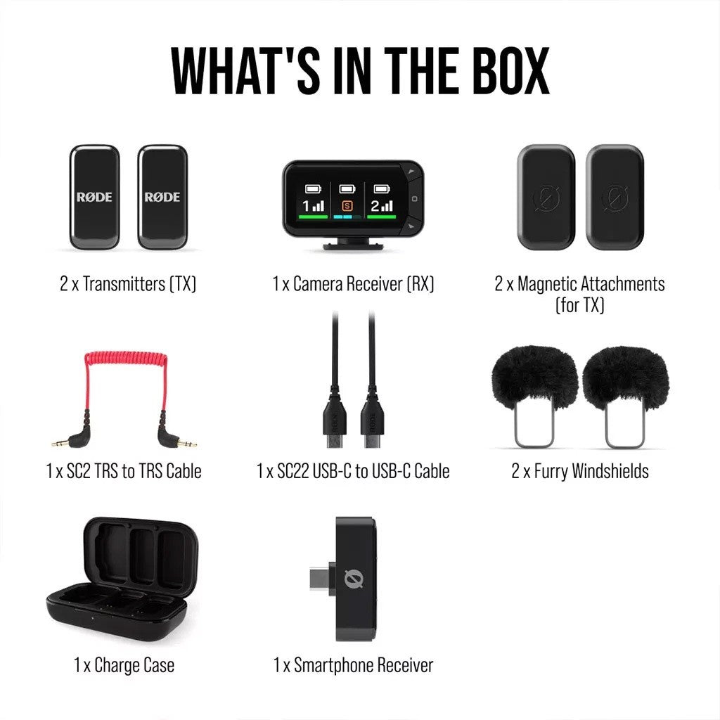 RODE WIRELESS MICRO CAMERA KIT MICROPHONE KIT FOR SMARTPHONES DSLR MIRRORLESS CAMERAS AND PC