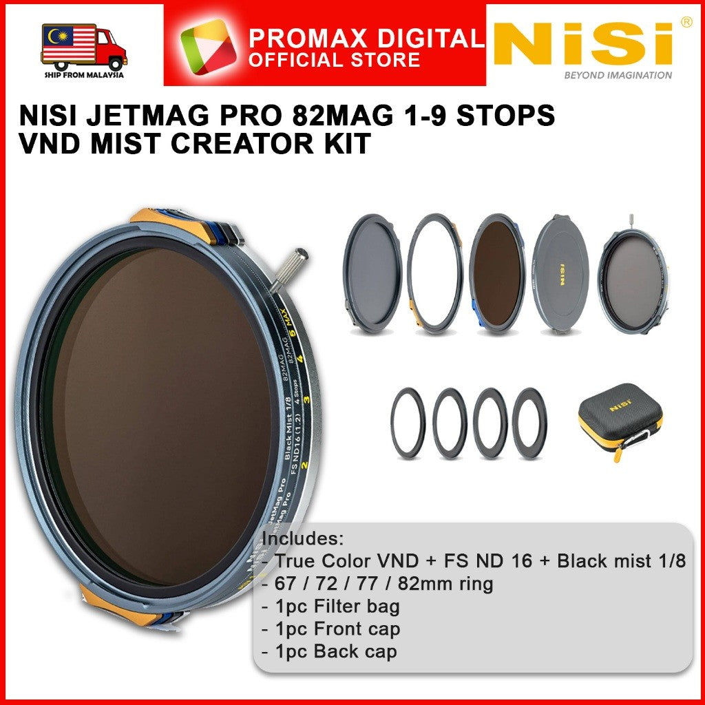 NISI JETMAG PRO VND MIST CREATOR KIT 1-9 STOPS True Color VND +FS ND 16 + Black Mist 1/867 /72/77/82mm ring