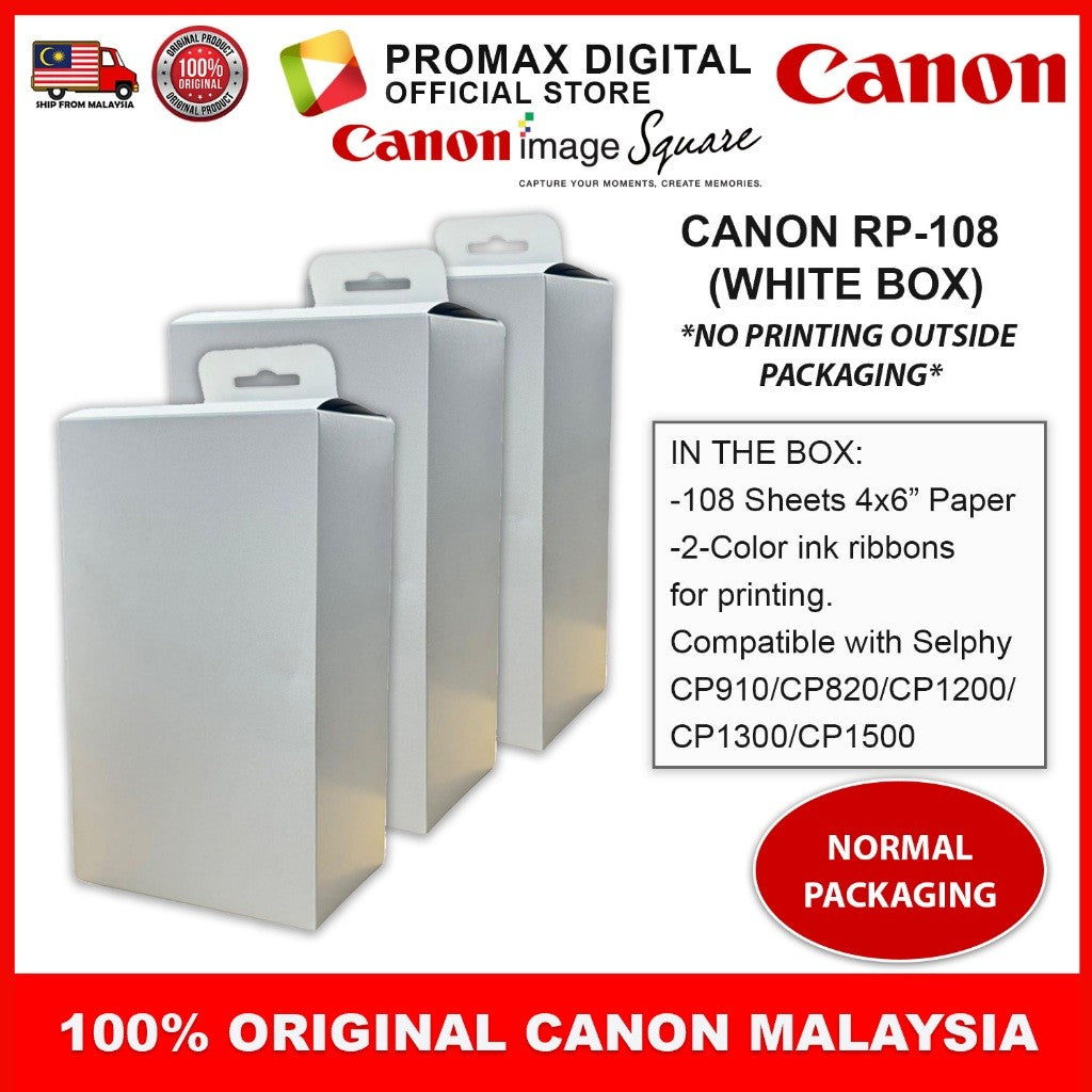 Canon RP-108 RP108 Color Ink & 4R Paper Set x 3 Boxes For Selphy CP910 CP1200 CP1300 CP1500