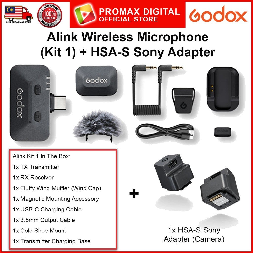 Godox Alink Wireless Microphone Kit 1 Kit 2 HSA-S HSA-C Hot Shoe Adapter For Cameras HSAS HSAC