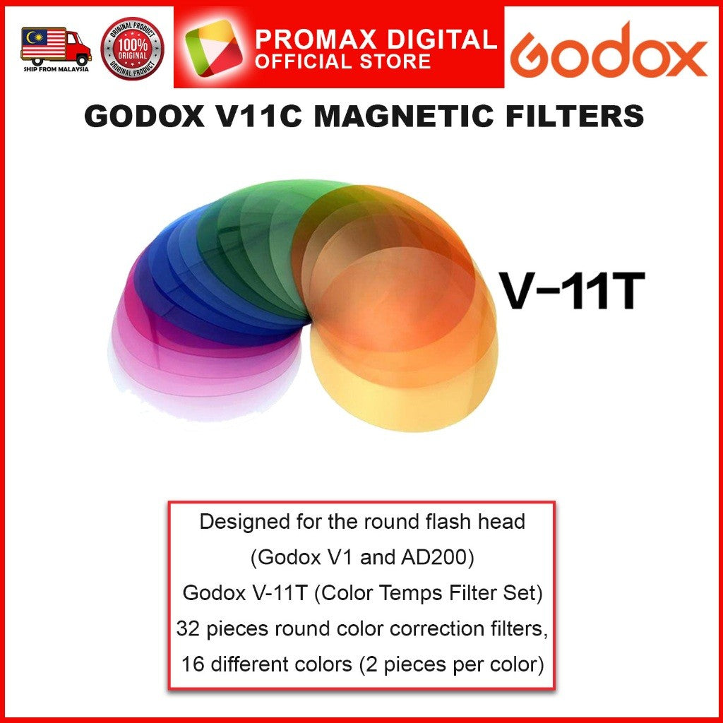 Godox V-11C V-11T and AK-R16 Magnetic Filters for Round Head Flash V1 AD200 Color Filter V11C V11T