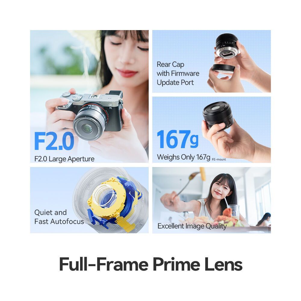 TTArtisan Full Frame AF 40mm f2 STM Prime Lens for E Z and L Mount Camera Autofocus Lens