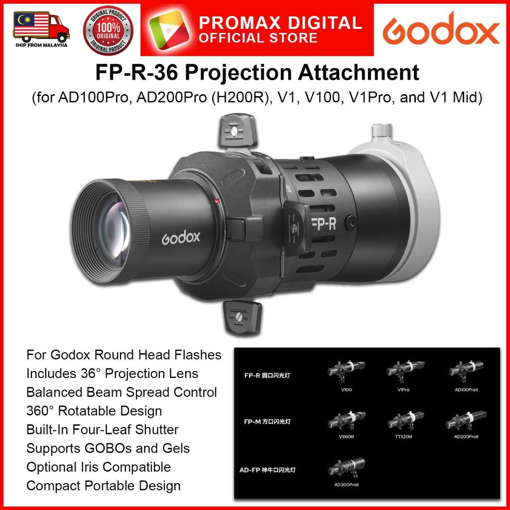 Godox AD-FP FP-R FP-M Projection Attachment for TTL, Square, Round Head Flash AD300ProII AD300Pro
