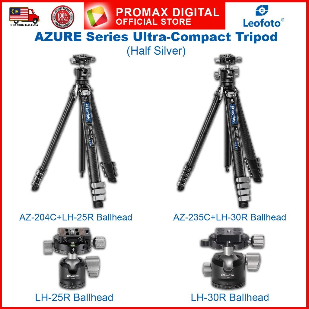 Leofoto AZ-204C+LH25R AZ-235C+LH-30R Ballhead AZURE Ultra Compact Tripod