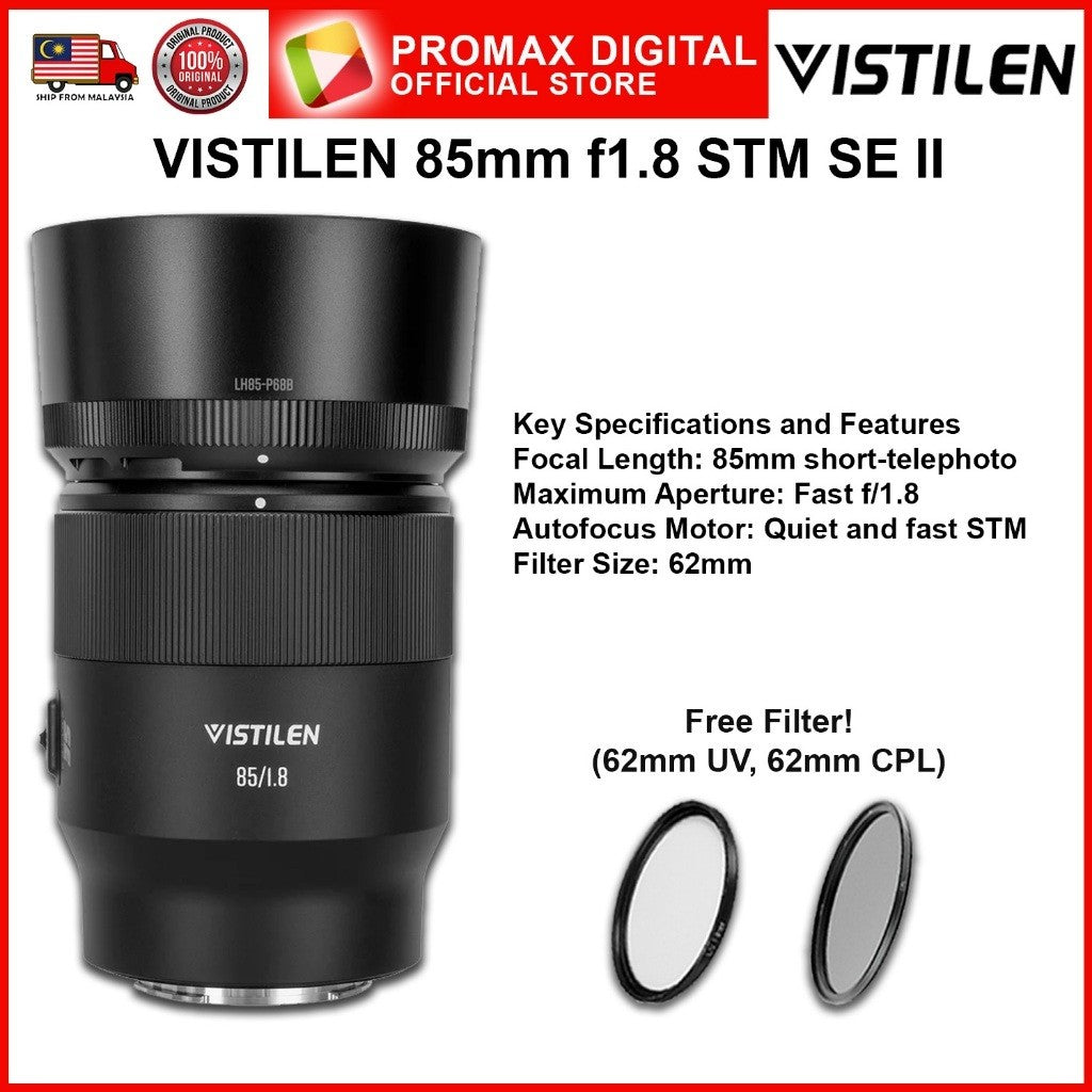 Vistilen AF 85mm f1.8 STM SE II Full Frame Mirrorless Prime Camera Lens EFR (RF) Mount