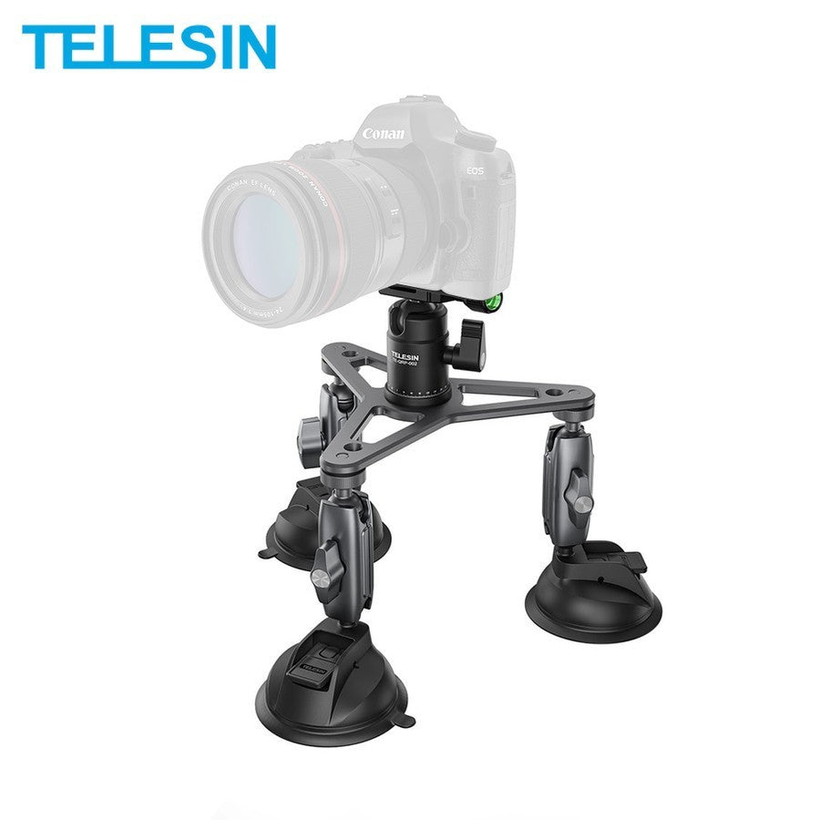 TELESIN TE-TSB-001 TRIPLE ARM SUCTION CUP MOUNT CAR MOUNT FOR CAMERAS