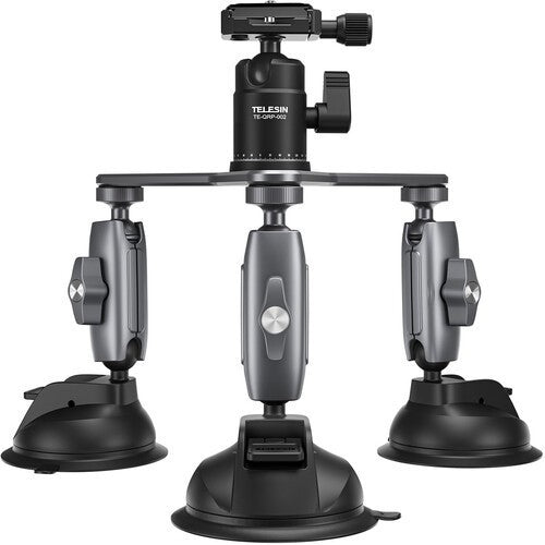 TELESIN TE-TSB-001 TRIPLE ARM SUCTION CUP MOUNT CAR MOUNT FOR CAMERAS