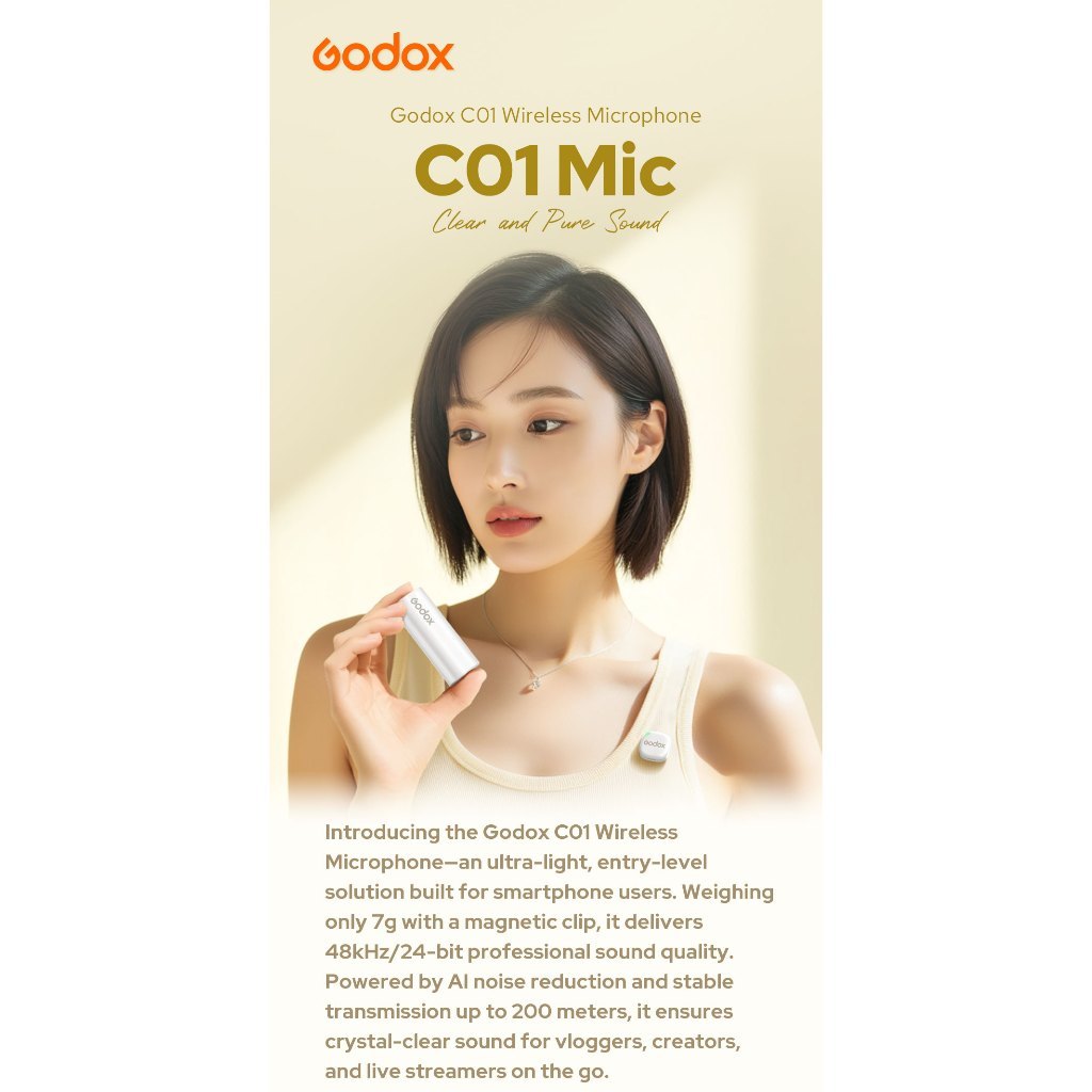 GODOX C01 KIT 2 2-PERSON WIRELESS MICROPHONE FOR MOBILE PHONES (2.4GHz Black and White)
