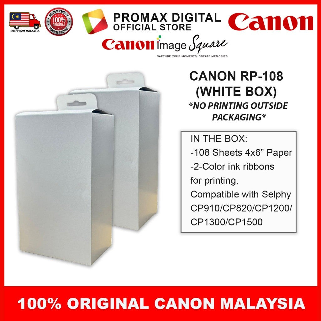 Canon RP-108 RP108 Color Ink & 4R Paper Set Twin Pack For Selphy printer CP910 CP1200 CP1300