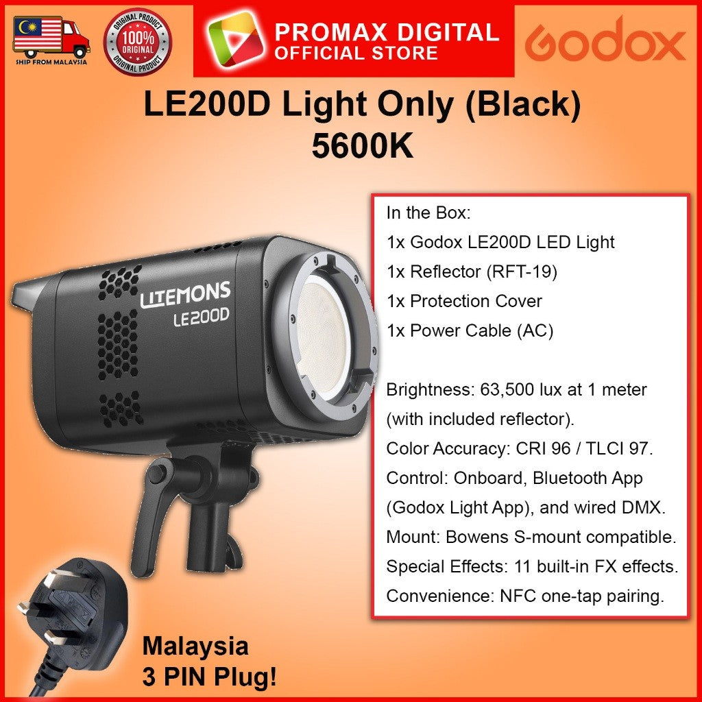 GODOX Litemons LE200D Daylight LE200Bi Bi-Color 2800-6500K CCT LED Monolight Studio Light