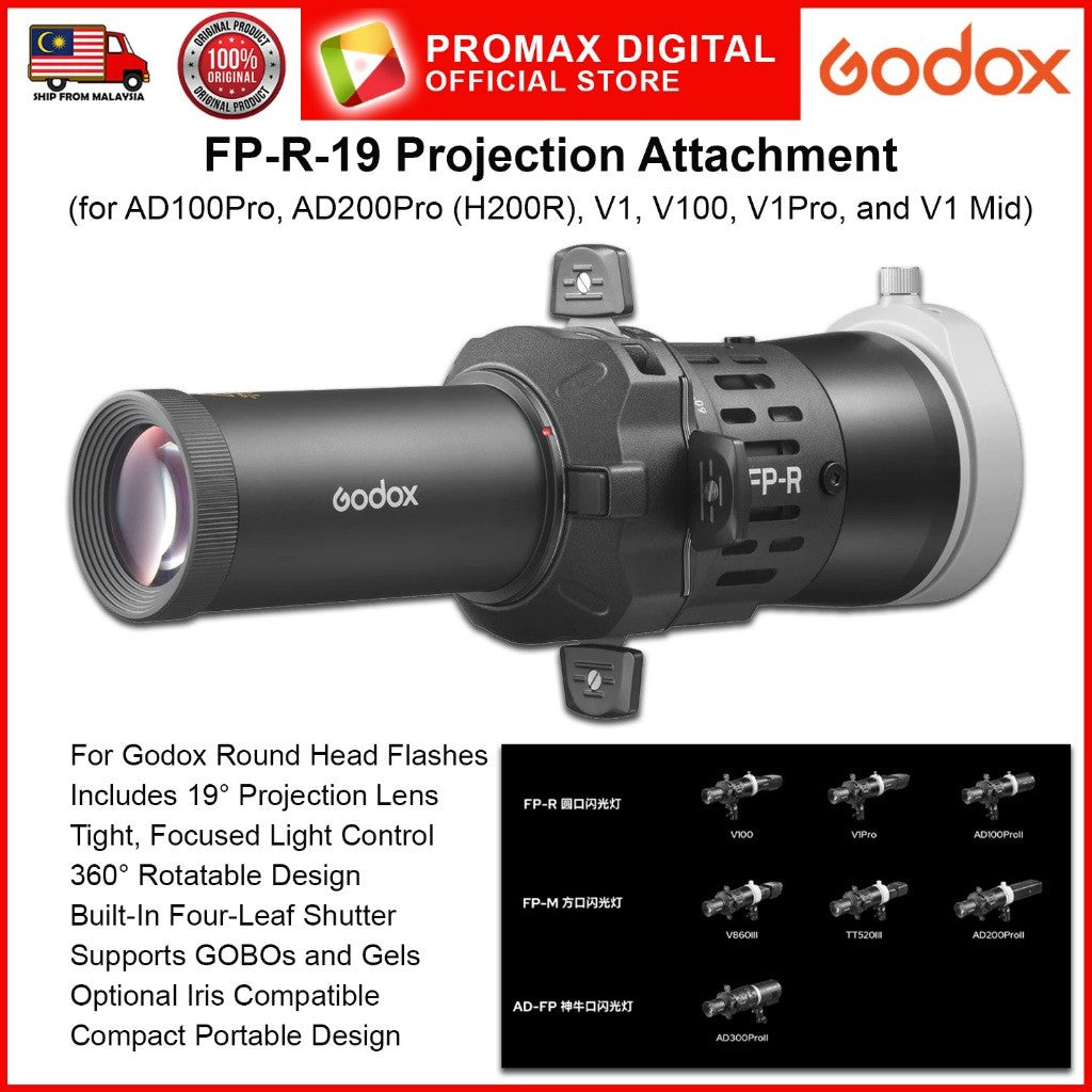 Godox AD-FP FP-R FP-M Projection Attachment for TTL, Square, Round Head Flash AD300ProII AD300Pro