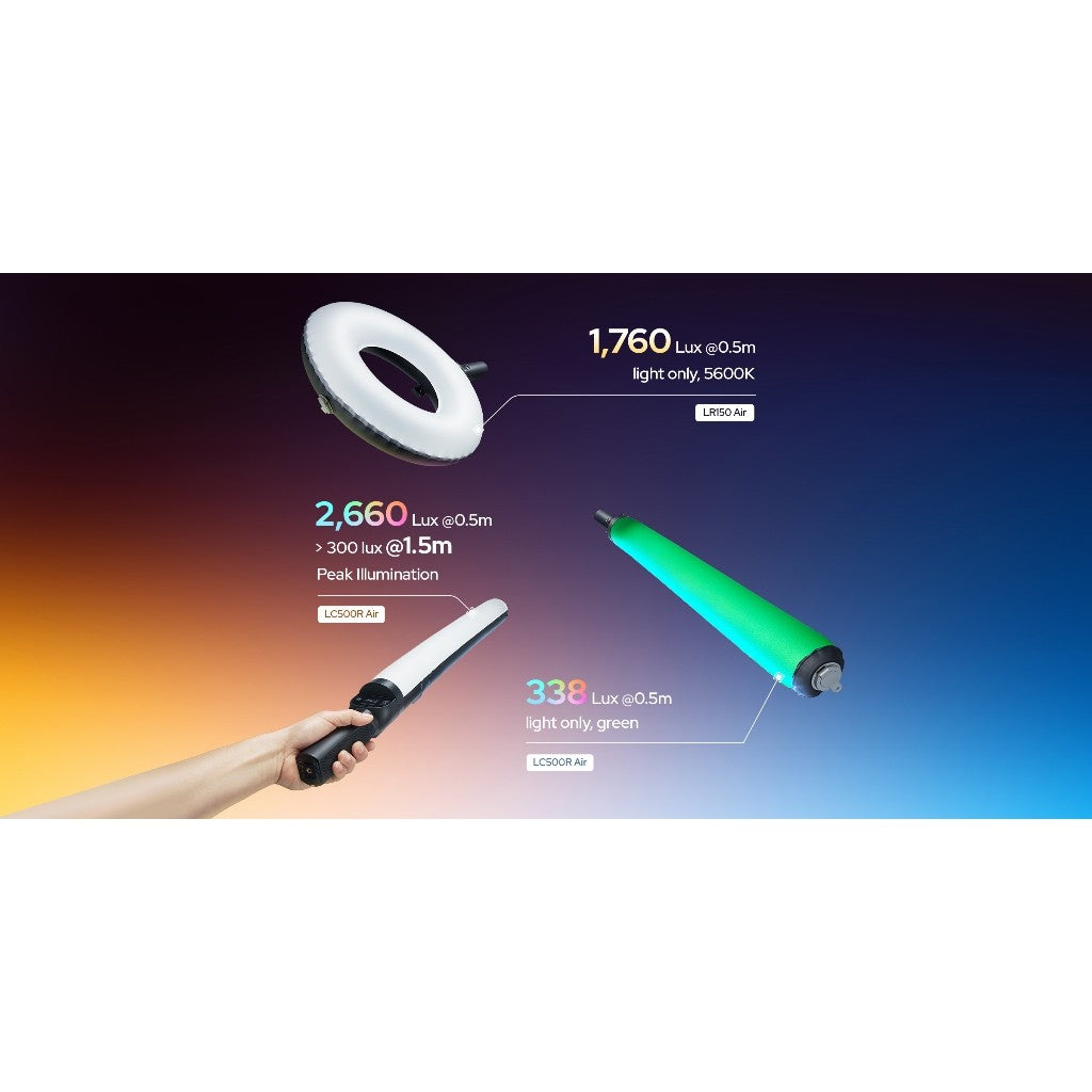 Godox LR150 Air LC500R Air Inflatable LED Bi-Color Ring Light and RGB Wand Light