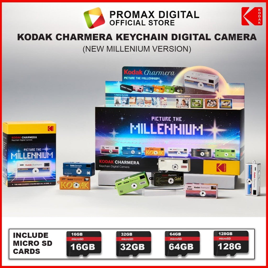 Kodak Charmera MILLENIUM (NEW VERSION) Y2K Blindbox Random Digital Keychain Camera with microSD