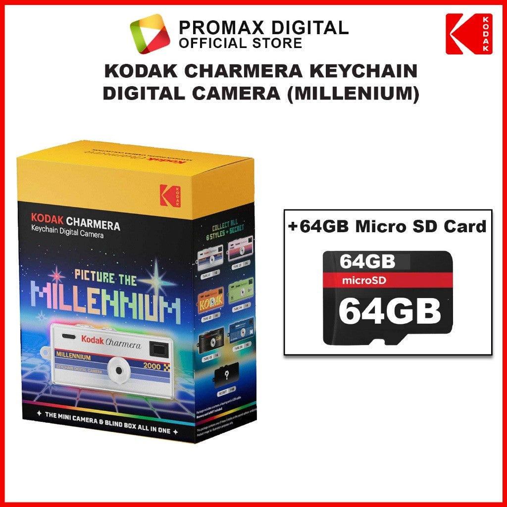 Kodak Charmera MILLENIUM (NEW VERSION) Y2K Blindbox Random Digital Keychain Camera with microSD