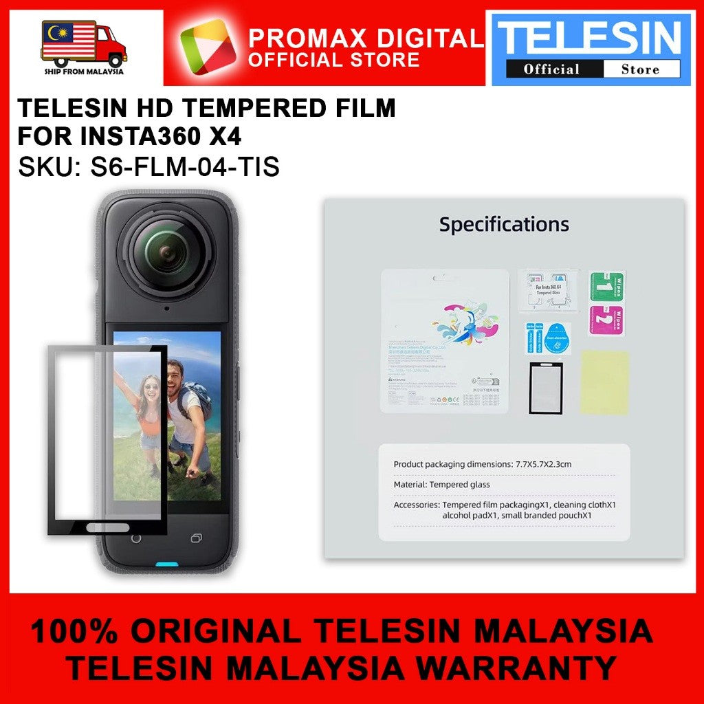 TELESIN S6-FLM-04-TIS HD TEMPERED FILM SCREEN PROTECTOR FOR INSTA360 X4