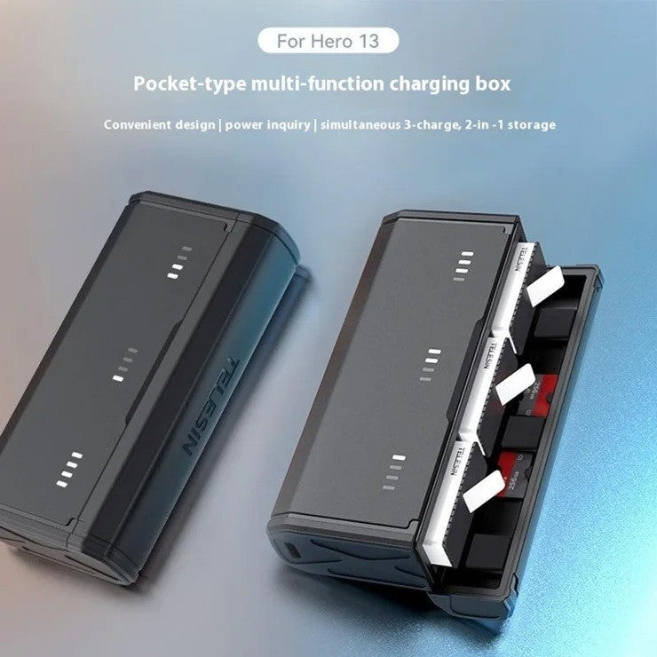TELESIN S0-ECB-12-TGP GOPRO HERO 13 CHARGING CASE WITH 2 PCS HERO 13 STAMINA BATTERY