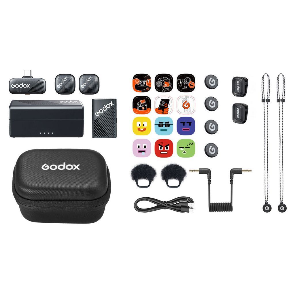 Godox Cube-C Black 2-Person Wireless Microphone with USB-C Connector for Phone and camera (2.4 GHz)
