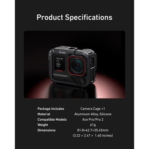 TELESIN S6-FMS-32-TIS LIGHTWEIGHT ALUMINIUM ALLOY PROTECTION CAGE FOR ACE PRO ACE PRO 2