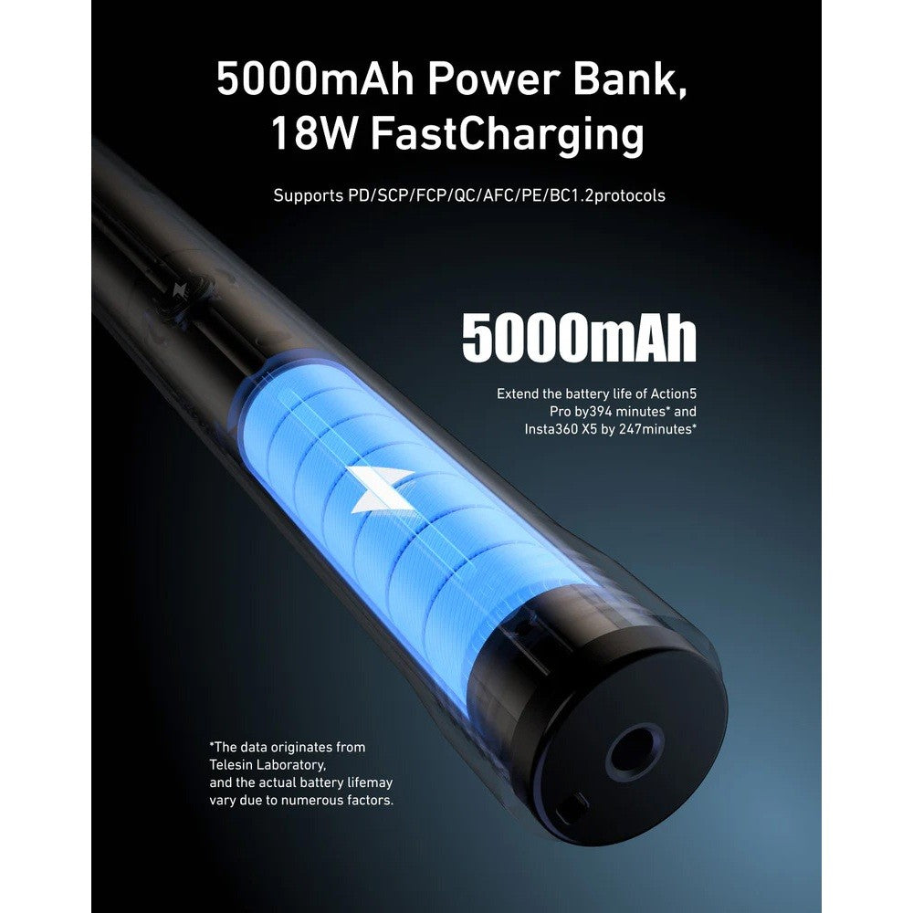 TELESIN S1-CSS-05 POWER RECHARGABLE SELFIE STICK 2 for ACTION CAMERAS MOBILE PHONE
