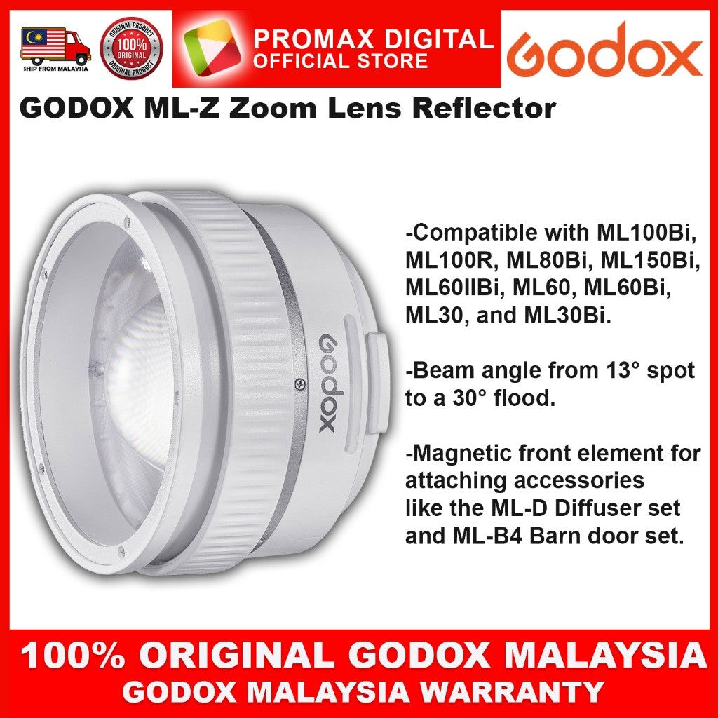 GODOX ML-Z Zoom Lens Reflector for ML100Bi ML100R ML80Bi ML150Bi ML60IIBi ML60 ML60Bi ML30 ML30Bi