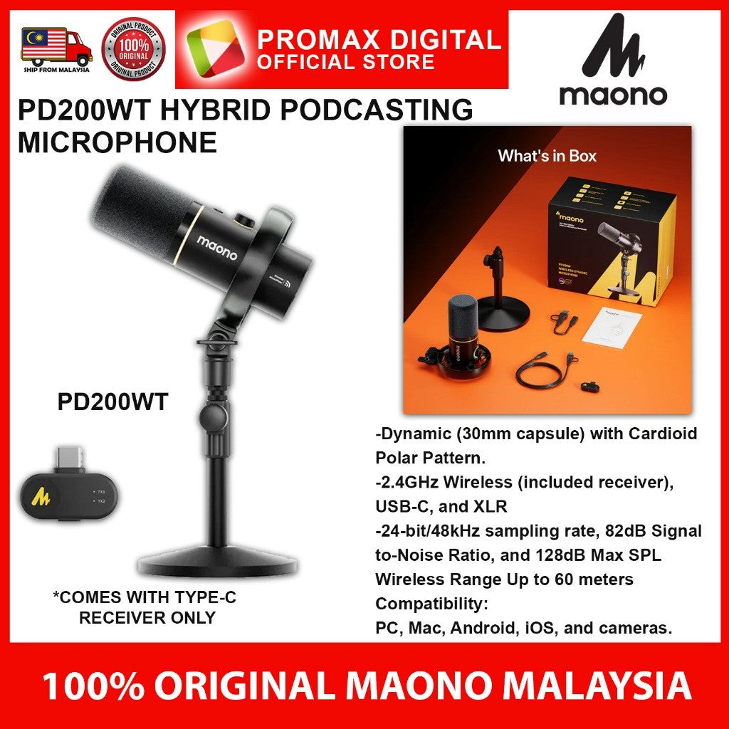 MAONO PD200WT PD200WS HYBRID PODCAST MICROPHONE WITH ARM PODCAST MIC FOR PC MAC SMARTPHONE CAMERA