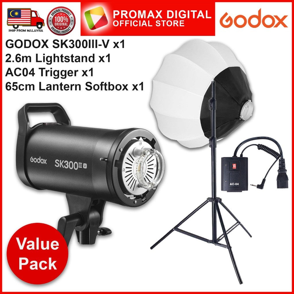 GODOX SK300III-V SK400III-V STUDIO FLASH VALUE PACK SET WITH 10w LED MODELLING LAMP
