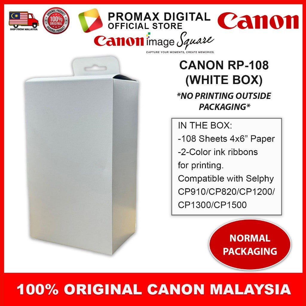 Canon RP-108 RP108 Color Ink & 4R Paper Set For Selphy printer CP910 CP1200 CP1300 CP1500