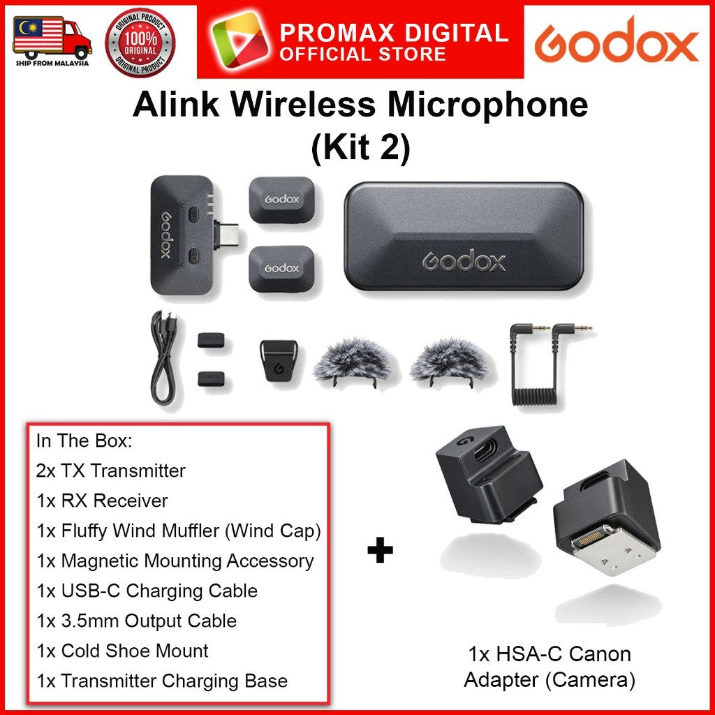 Godox Alink Wireless Microphone Kit 1 Kit 2 HSA-S HSA-C Hot Shoe Adapter For Cameras HSAS HSAC