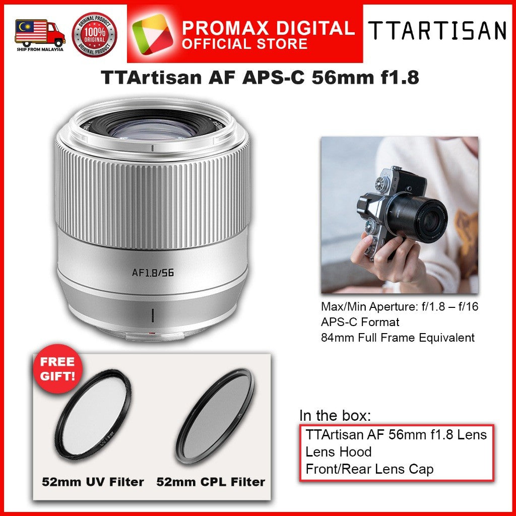 TTArtisan APS-C AF 56mm f1.8 Large Aperture Camera Lens for E X and Z Mount ttartisan