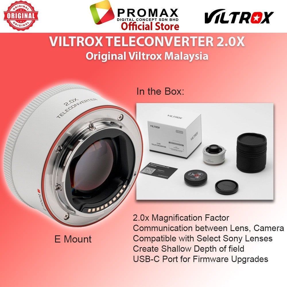 Viltrox Teleconverter 2.0X Sony E Nikon Z Mount for Select Sony and Nikon Lens 2.0X Magnification