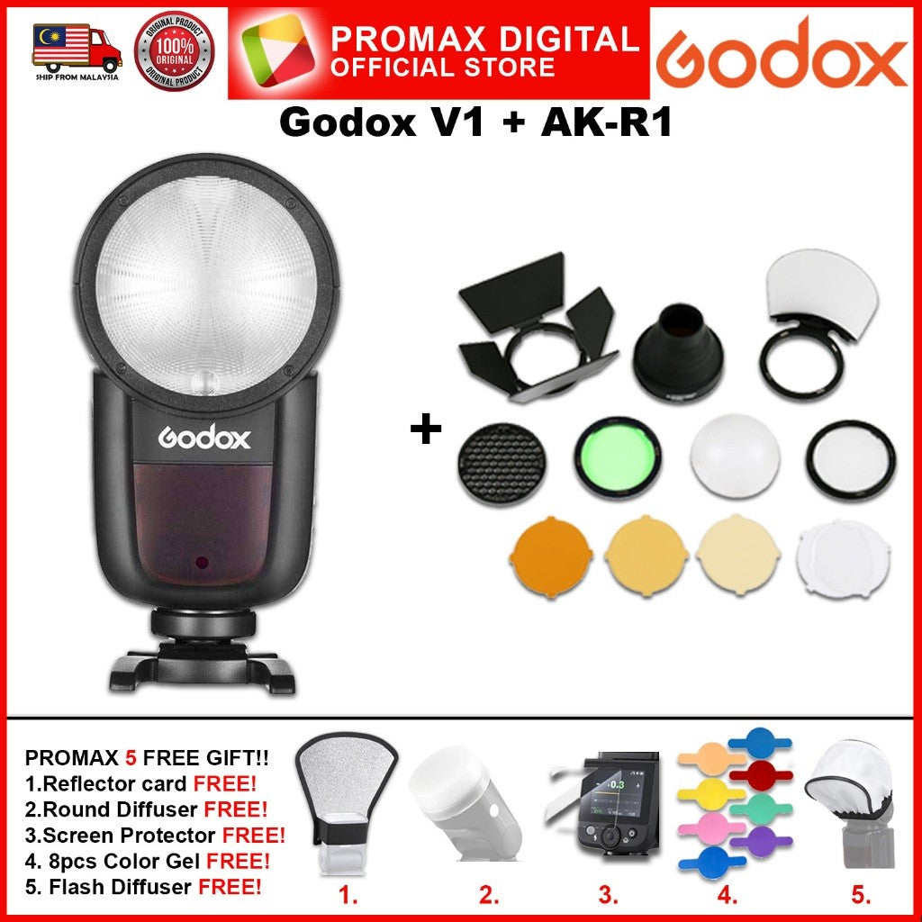 Metal Hotshoe Godox V1 V1S SONY Flash Speedlight Round Flash TTL  Battery HSS