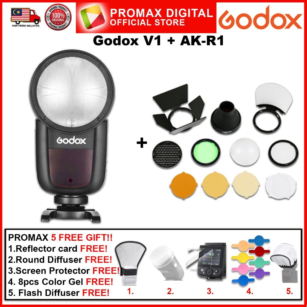 Godox V1 V1F Speedlight Round Flash TTL Battery