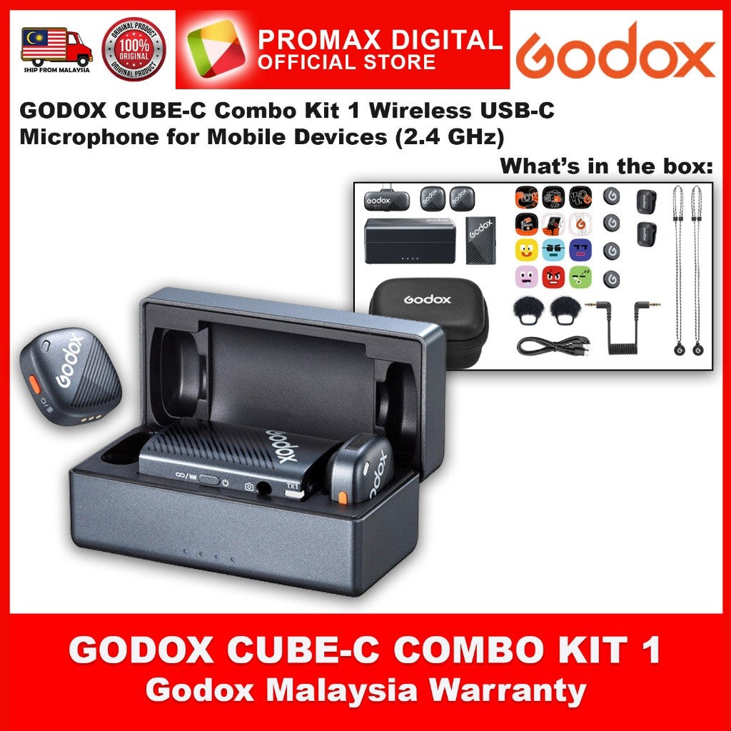 Godox Cube-C Black 2-Person Wireless Microphone with USB-C Connector for Phone and camera (2.4 GHz)