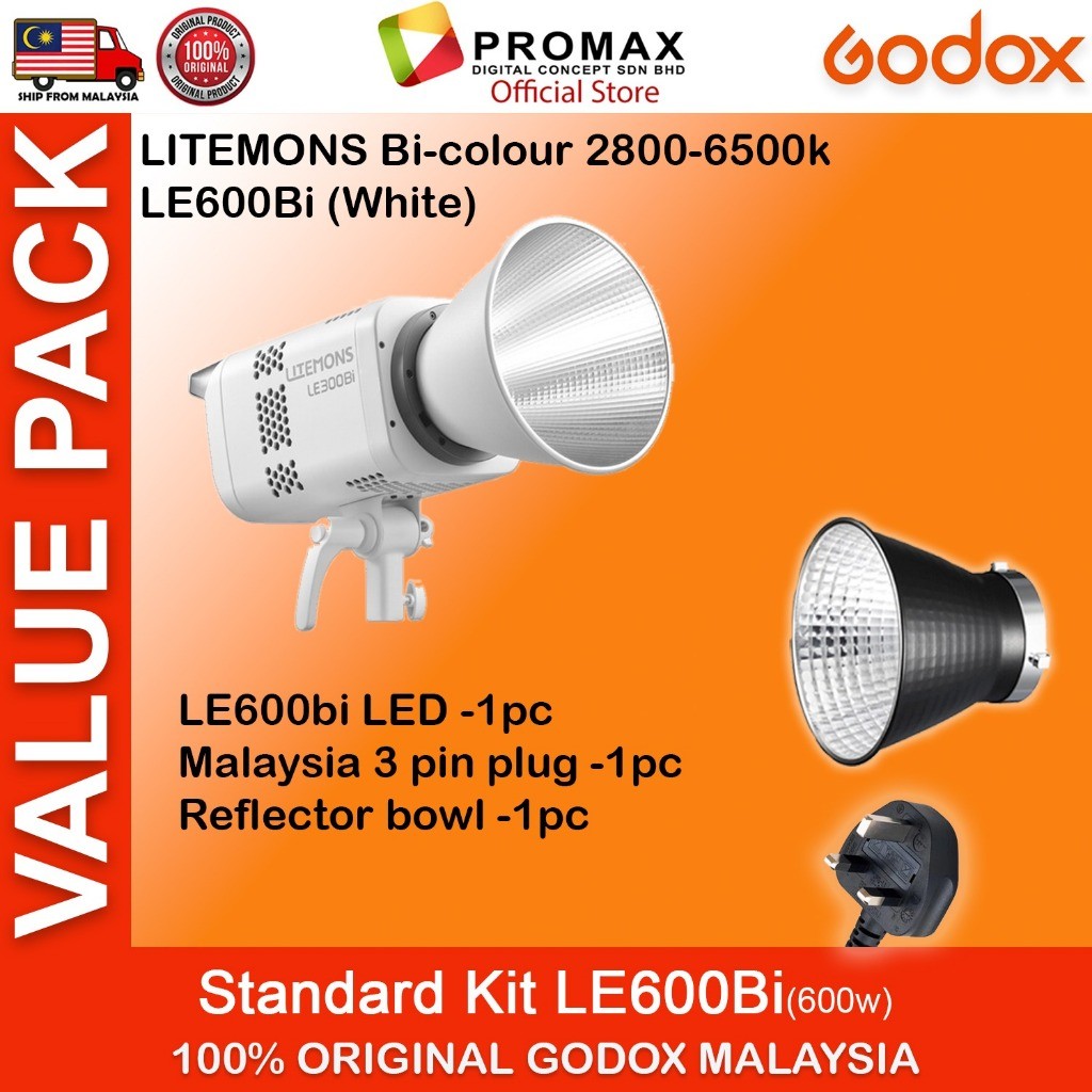 VALUE PACK!! GODOX LE200D LE200Bi LE300Bi LE600Bi  Litemons Bi-Color 2800 - 6500K Studio Light 5600K