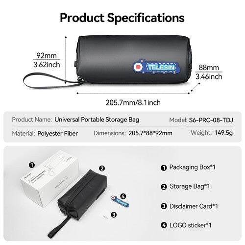 TELESIN S6-PRC-08-TDJ Universal Portable Storage Bag for DJI Pocket 3 Camera Bag for Pocket 3