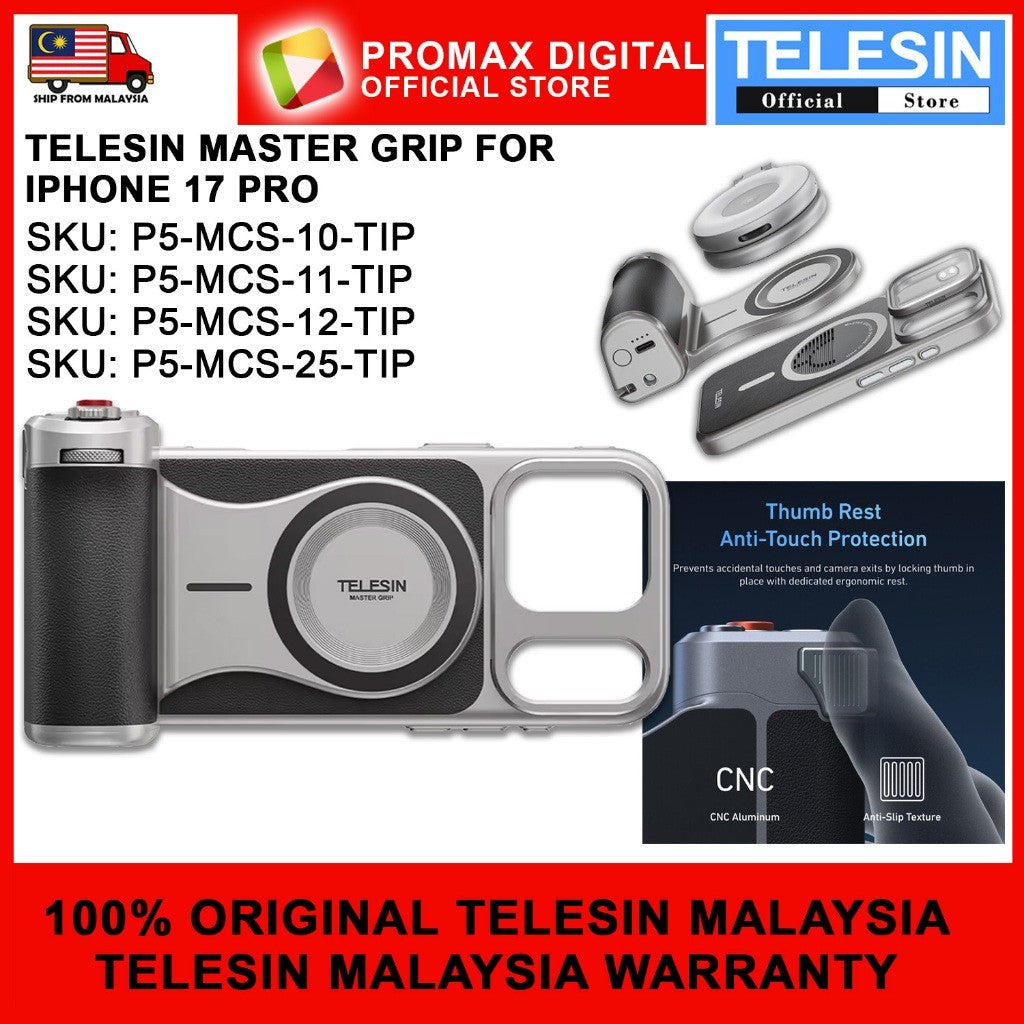 TELESIN Master Grip Set for iPhone17 Pro Pro Max Magnetic Phone Camera Hand Grip Holder Powerbank