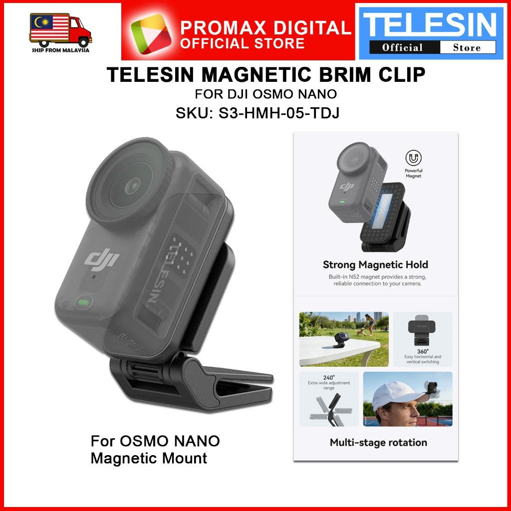 Telesin S3-HMH-05-TDJ Magnetic Brim Clip for DJI OSMO NANO Magnetic Mount