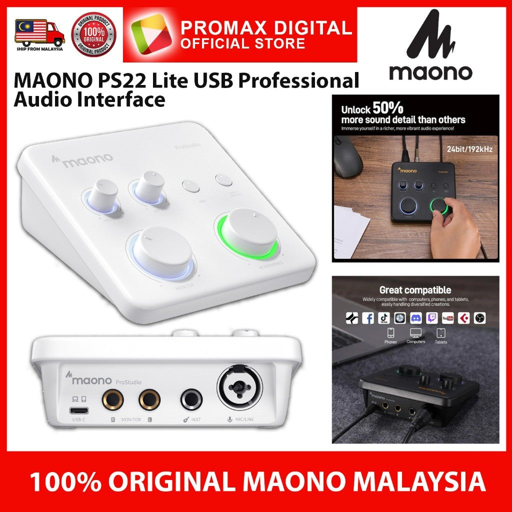 MAONO PS22 Lite USB Professional Audio Interface 24-bit / 192kHZ Phone & Computer compatible