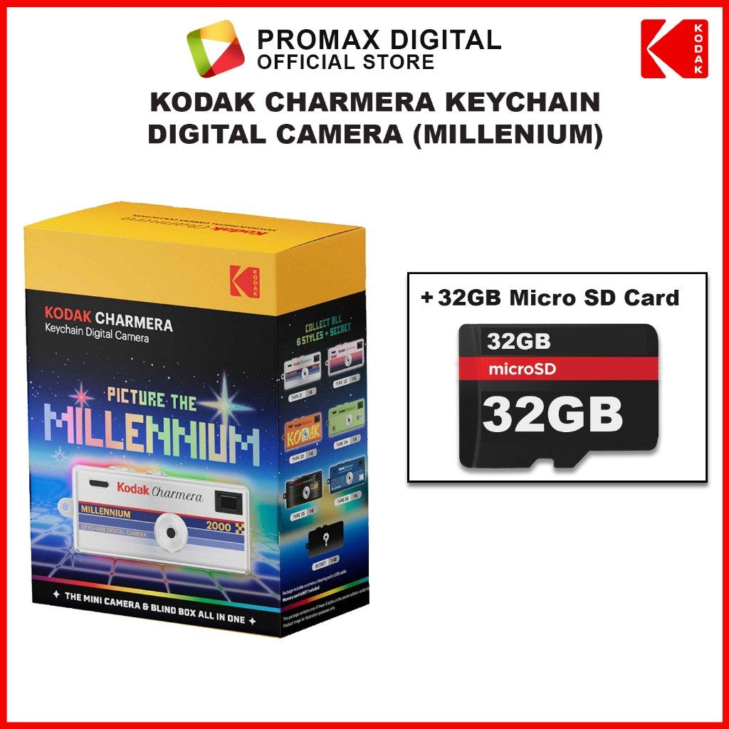 Kodak Charmera MILLENIUM (NEW VERSION) Y2K Blindbox Random Digital Keychain Camera with microSD