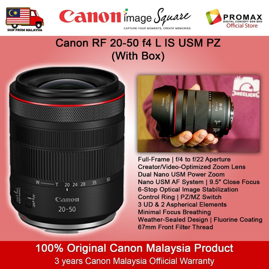 Canon RF20-50mm f4 L IS USM PZ Full Frame Mirrorless RF Mount Lens