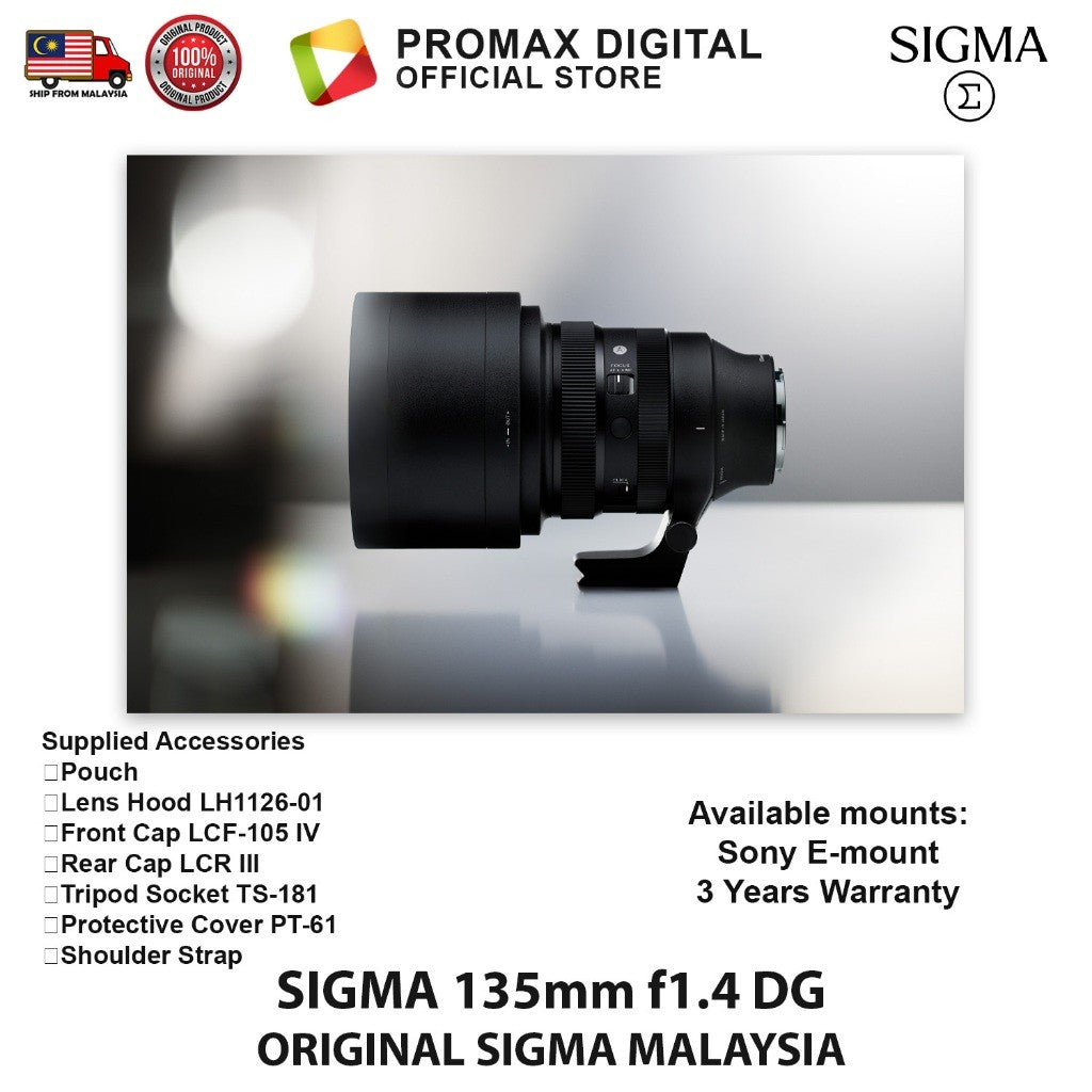 SIGMA 135mm f1.4 ART DG Full Frame Auto Focus (Sony E)