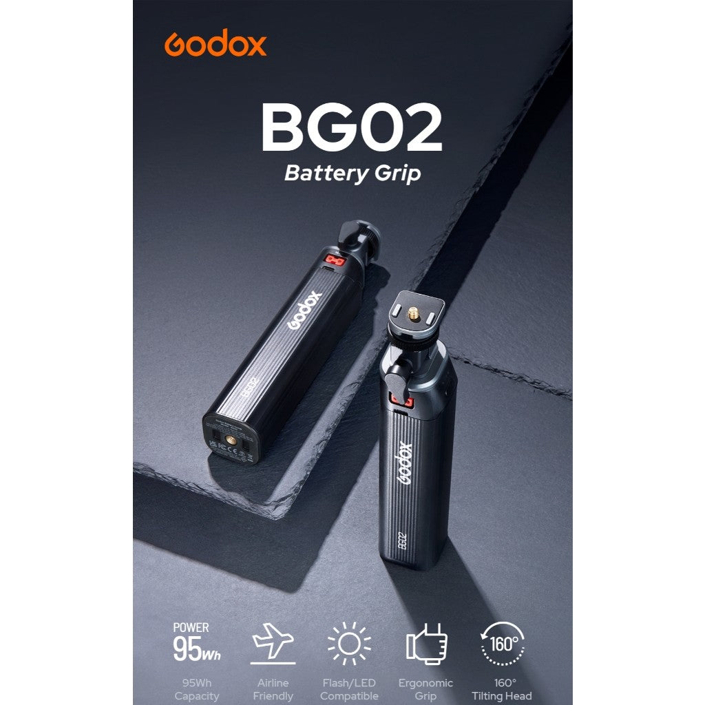 GODOX BG02 BATTERY GRIP FOR GODOX AD200 , AD200Pro , AD200Pro II , AD300Pro ,  ML100Bi And ML100R