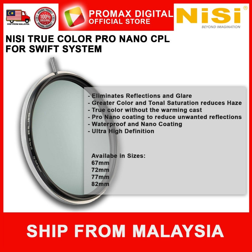 NISI SWIFT SYSTEM TRUE COLOR PRO NANO CPL FILTER FOR SWIFT SYSTEMS CIRCULAR POLARISER
