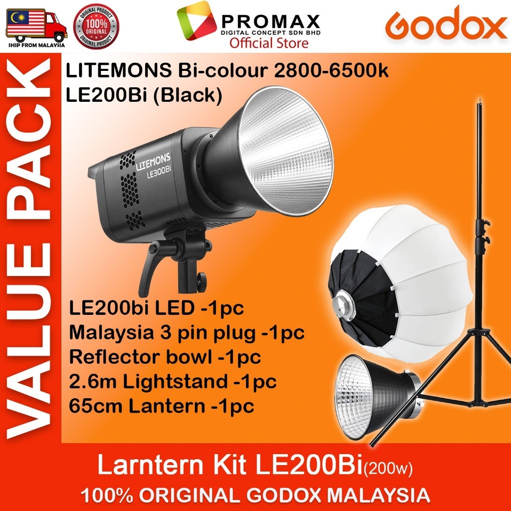 VALUE PACK!! GODOX LE200D LE200Bi LE300Bi LE600Bi  Litemons Bi-Color 2800 - 6500K Studio Light 5600K
