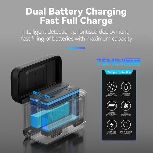TELESIN S0-BCG-42-TIS CHARGER CASE FOR X5 BATTERY BATTERY CHARGING CASE WITH SD CARD SLOT